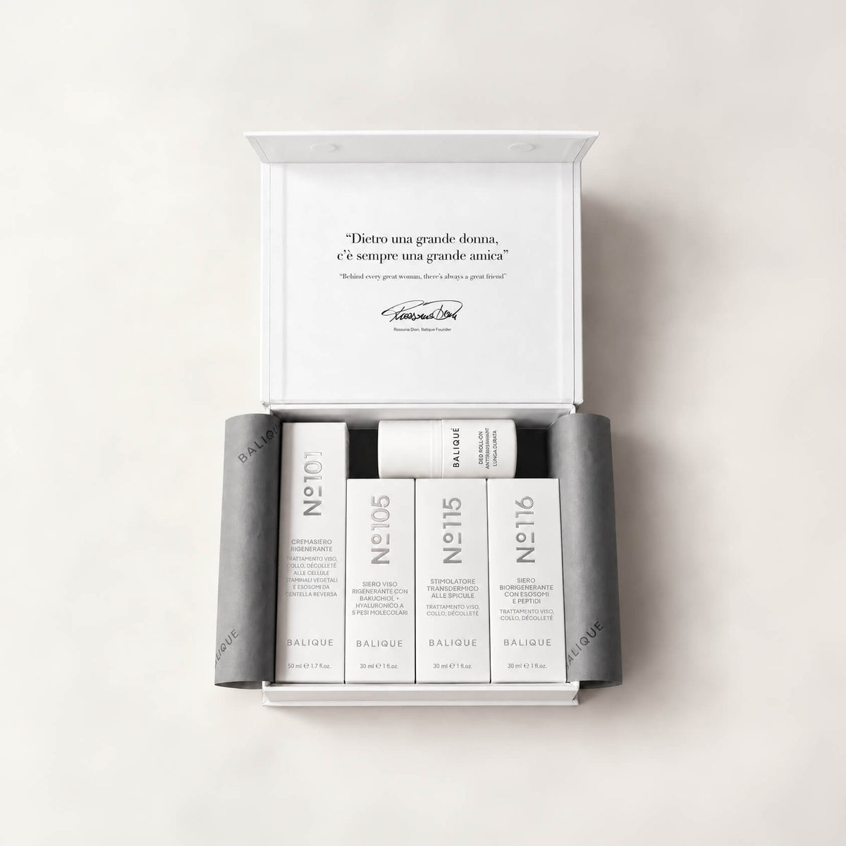 BOX NEW LOOK riunisce cinque prodotti Balique in un unico rituale completo + Deo Roll IN REGALO